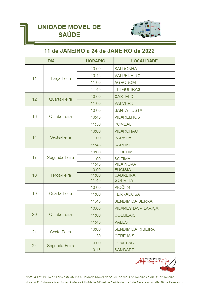 Horário UMS 11JAN-24JAN1