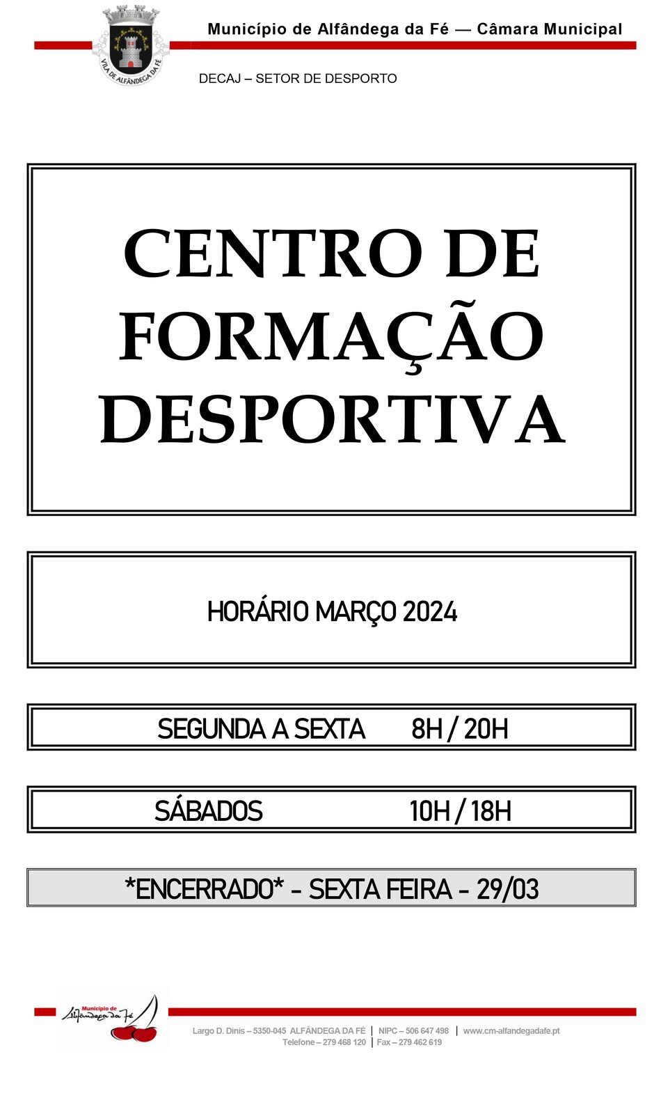 Horário CFD Março 2024