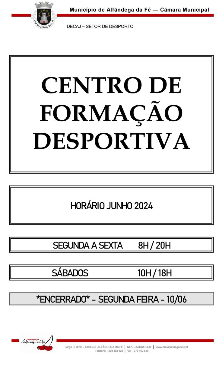 Horário CFD Junho 2024